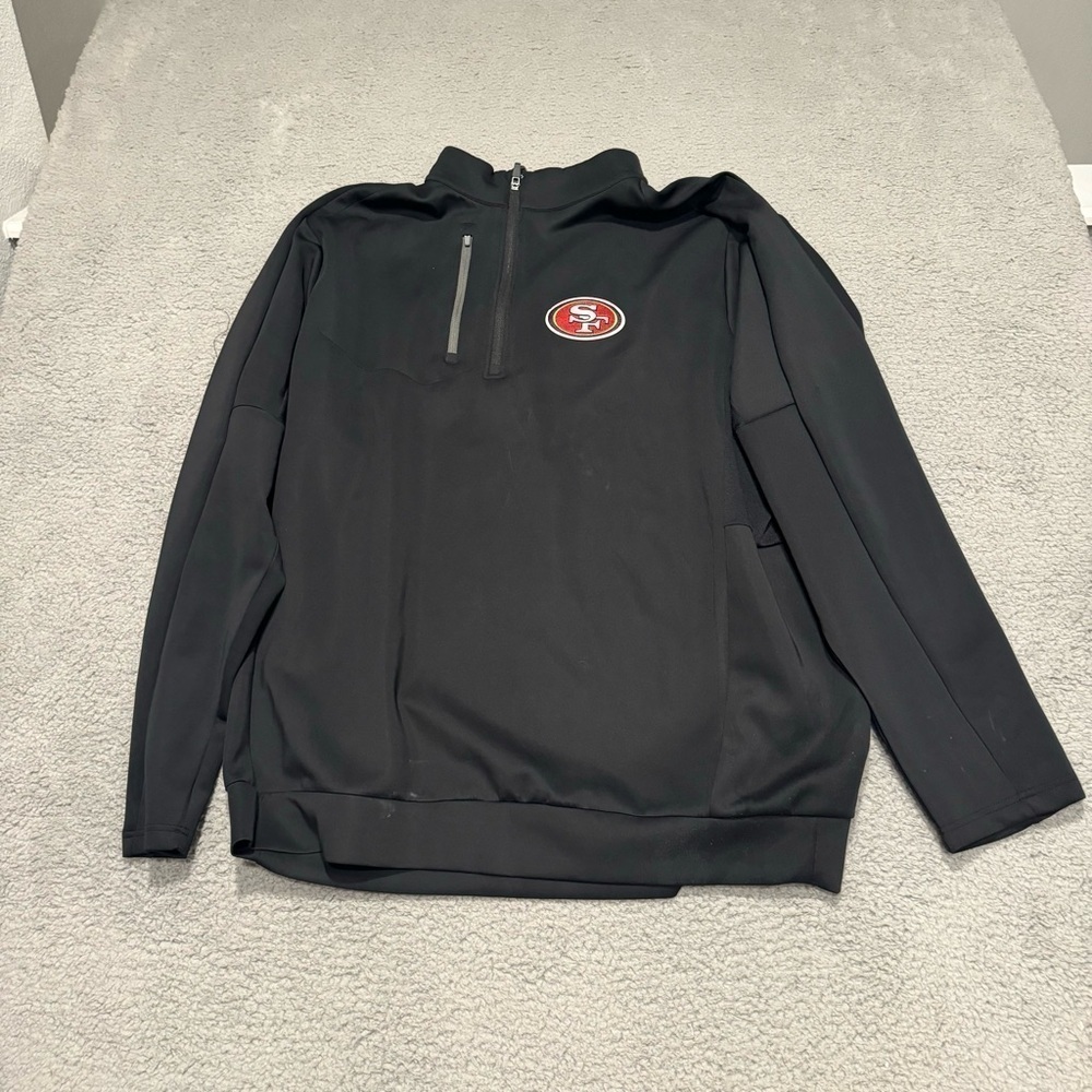 49er Jersey Jacket Mens 3XLT Black 3/4 Zip Embroidered Baseball
